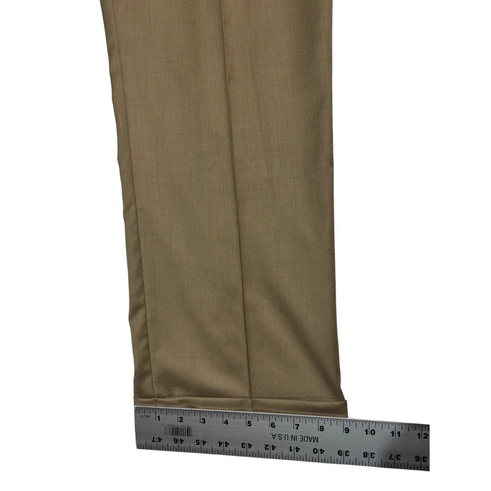 Jos A Bank 42S 36x30 Tan 2pc Pant Suit Signature Collection Pleated Cuffed Wool